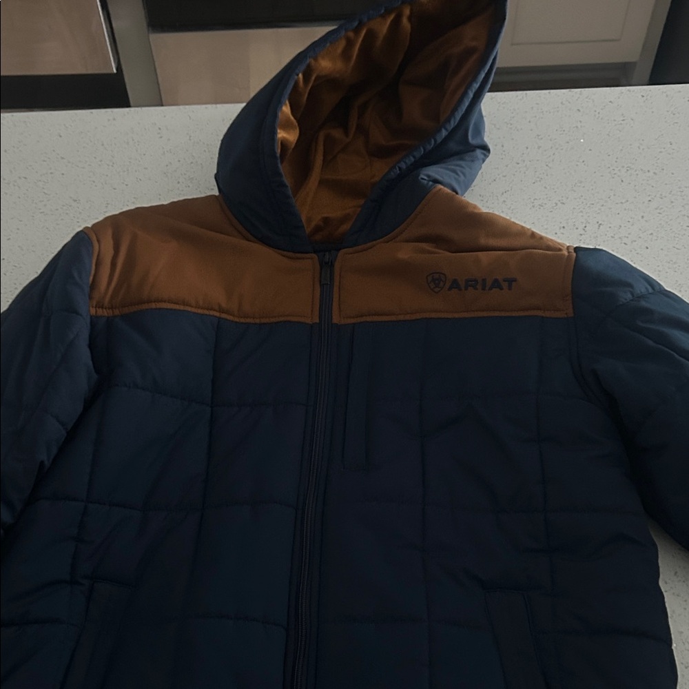 Ariat Navy and Tan Quilted Jacket